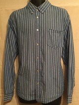 Aeropostale Men&#39;s XL Shirt Button Down Long Sleeves Stripes Blue &amp; White Cotton - £8.40 GBP