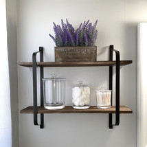 2 Tier Wood Floating Shelves Rustic Wall Shelves Decoration Home Wall Room Dcor - £41.60 GBP
