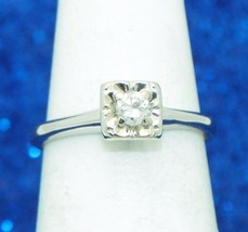1/4ct Diamond Solitaire Engagement Ring REAL Solid 14K White Gold 1.9g Size 5.25 - £232.50 GBP