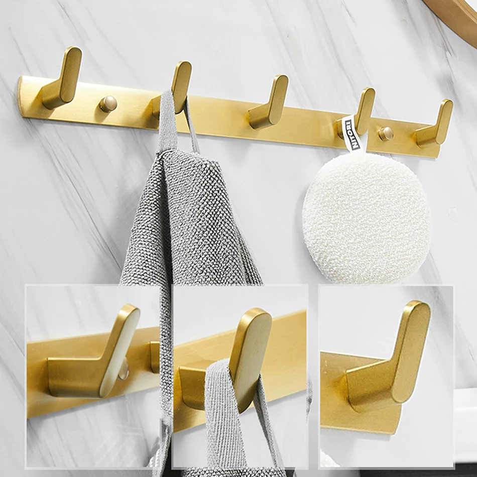 Aluminum robe hook brushed gold white black a 3 4 5 6 row wall hook for thumb200