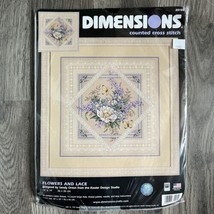 Dimensions 2003 Flowers And Lace 14 Count Counted Cross Stitch Kit 35105 - £28.65 GBP