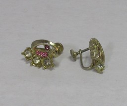 Screw on Earrings Early to Mid Twentieth Century, Purple, Pink, Crystal ... - $40.00