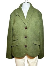 New L.L. Bean Blazer Jacket Women&#39;s 16 XL Green Wool Classic Workwear Tw... - £39.90 GBP