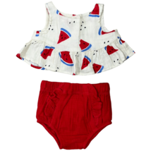 Cat &amp; Jack Baby Girl Watermelon 2 Piece Top &amp; Red Bottom Outfit (6-9M) -... - £10.47 GBP