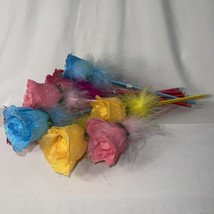 Ball Point Pens Roses Blue Yellow Pink Red Lot of 10 - £10.11 GBP