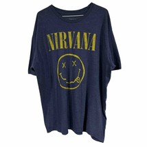 Nirvana Smiley Face Logo Graphic T Shirt Mens Size 2XL Blue Yellow Kurt ... - $7.66