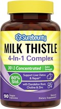 Surebounty 4-in-1 Milk Thistle Complex Dandelion Choline Zinc Liver Detox Repair - £13.44 GBP