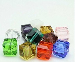 Cube Beads Austrian Crystal Faceted Jewelry Supplies Lot Assorted Mix 6mm 10pcs - £4.29 GBP