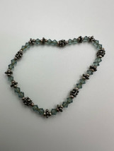 Vintage 6.5&quot; Blue Bead Silver Stretch Bracelet BrB2 - $7.92