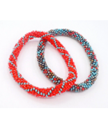 Lot Of Two Glass Bead Roll On Nepal Bracelets - £19.03 GBP