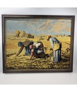 VTG Gleaners Completed Finished Needlepoint Canvas Art Picture J F Mille... - $138.37 CAD