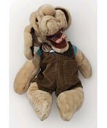 VTG Ganz Wrinkles Dog Plush Hand Puppet Toy Retro 1980’s Tan Overalls An... - $435.61 MXN