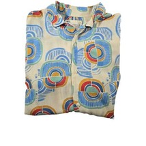 Denim Flower Shirt Mens Extra Large Orange Blue Hawaiian Floral Ricky Singh XL - £12.56 GBP