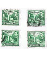 Cyprus King George VI 1/2 Piastre Stamps (4) Used VG - £1.54 GBP