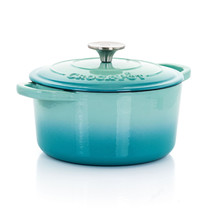 Crock-Pot Artisan 2 Piece 3 Quarts Enameled Cast Iron Dutch Oven in Aqua... - $118.99