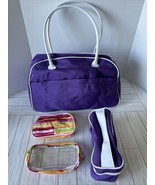 NEW Large Travel Overnight Carry On Bag Purple With Toiletry Kit &amp; Makeu... - £18.02 GBP