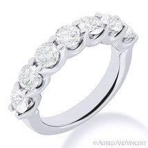 Round Cut Forever ONE D-E-F Moissanite 14k White Gold 7-Stone Band Wedding Ring - £419.85 GBP+