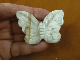 (Y-BUT-710) white Howlite BUTTERFLY figurine gemstone carving love butte... - $17.53