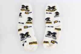 Vtg 90s University of Michigan Spell Out All Over Print Crew Socks Womens Large - £19.36 GBP