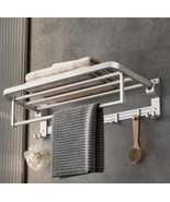 24 Inch Towel Rack with Towel Bar Holder Foldable Towel Shelf with Movab... - £46.71 GBP