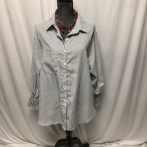 Jules and James Shirt Womens Medium Oversized Striped Button Down Slit Pockets - $19.59