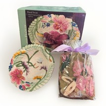 Fitz &amp; Floyd Floral Swan Gift Set Small Potpourri Bowl, Floral Candy Dish - $13.74