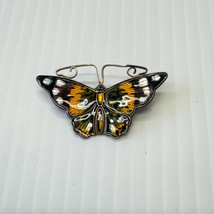 David Anderson Butterfly Pin Sterling Silver Norway Orange Monarch - $103.95