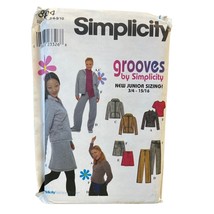 Simplicity Sewing Pattern 8854 Knit Top Pants Skirt Jacket Belt Juniors Size 3-1 - £7.18 GBP