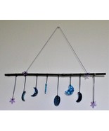 Blue Moon Wall Hanging, Resin Moon decor, Horizontal Moons with Purple S... - $8.00