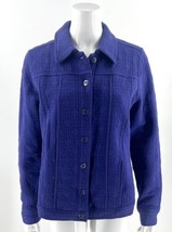 Isaac Mizrahi Live Quilted Jacket Size M Blue Button Up Side Pockets Tex... - £26.44 GBP