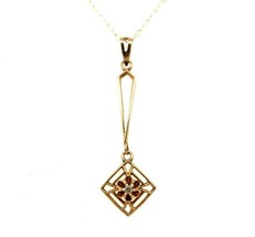 Victorian 10k Yellow Gold Genuine Natural Diamond Lavaliere Pendant (#J5546) - $256.41