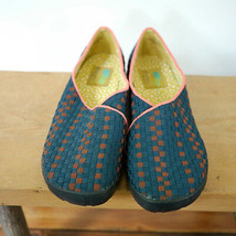 DIMMI Womens Explore Woven Teal VEGAN Slip On Walking Shoes Sneakers 9M 39.5 - £29.08 GBP
