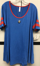 NWT 2.0 LuLaRoe Large Solid Royal Blue with Red Trim Ringer Style Perfect Tee - £25.95 GBP