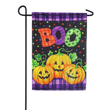 Boo Jack-o-Lanterns Textured Suede Garden Flag- 2 Sided Message, 12.5&quot; x 18&quot; - £17.40 GBP