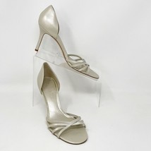 Antonio Milani Womens Cream Metallic Sheen Leather Slip on Heels, Size 10 - £26.25 GBP