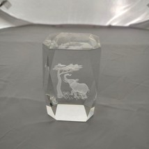Elephant Upturned Trunk Laser Etched Crystal Paperweight Faceted Rectangular - £19.29 GBP