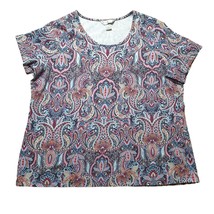 Christopher &amp; Banks Women XL Stretch Blouse Top Floral Paisley Blue Pink... - £14.62 GBP
