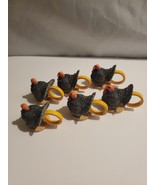 Vintage Multicolor Turkey Shaped Napkin Rings for Thanksgiving Detailed Lot of 6 - $26.72