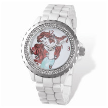 Ladies Disney Ariel White Bracelet Crystal Bezel Watch - $62.00