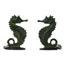 Set 2 Small Seahorses Hippocampus Real Bronze Metal Art Statue Sculpture Decor - £42.70 GBP