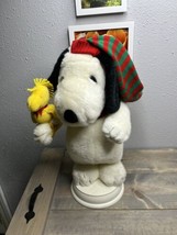 Peanuts Snoopy WOODSTOCK Christmas Holiday Porch Greeter Figure Plush Santa 2015 - £46.71 GBP