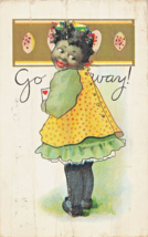 BLACK AMERICANA-CUTE LITTLE GIRL SAYS &quot;GO AWAY&quot;~1912 Postcard - £8.07 GBP