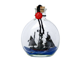 Black Pearl Pirate Model Ship in a Glass Bottle Christmas Ornament 4&quot;&quot; - $18.99