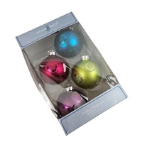 Jaclyn Smith 4 Glass Ornaments Midnight Clear Set Glitter Accents Vintage - £15.12 GBP