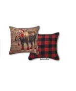 Moose w/Beanie Wild in Wilderness Printed Throw Pillow 18 X 18 - £25.66 GBP