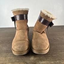 Ugg Women&#39;s Josette Sheepskin Slipper Boots Chestnut with Bow Size 9 - £29.32 GBP