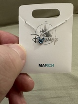 Disney Parks Mickey Mouse Aquamarine March Faux Birthstone Necklace Silver Color image 3