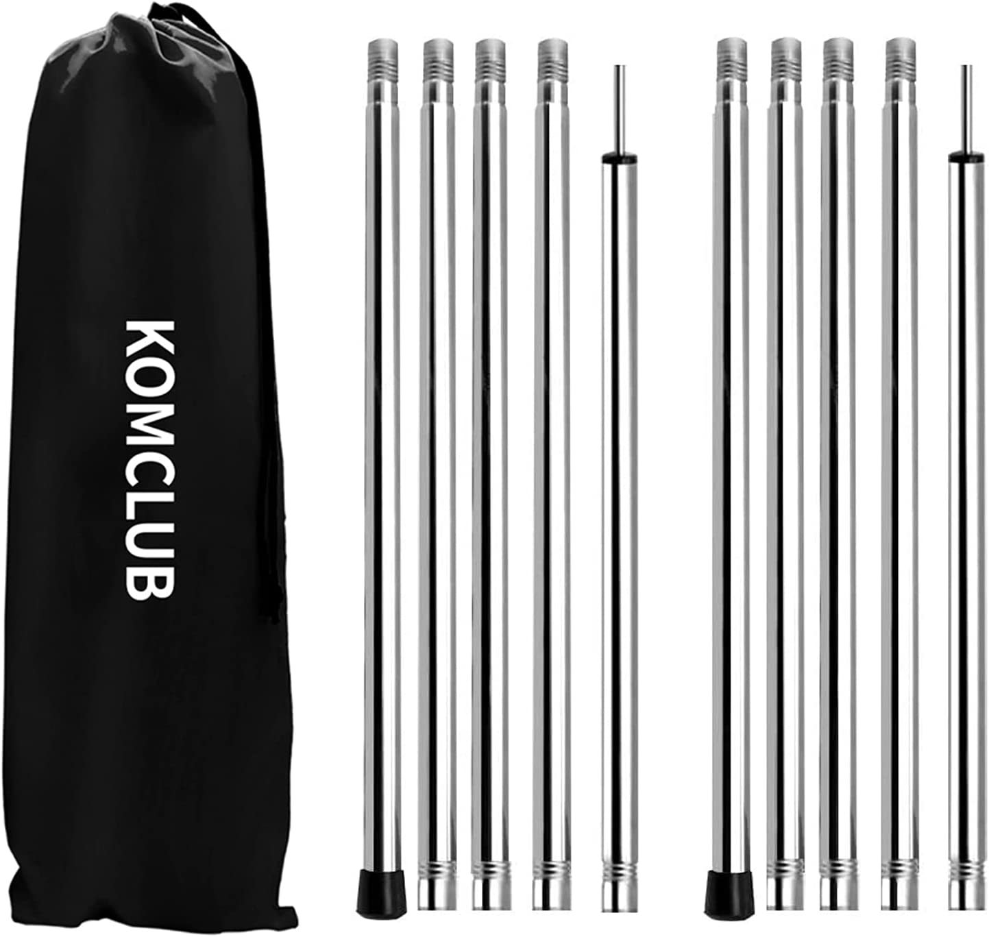 KOMCLUB Adjustable Tarp Poles Camping Tent Poles Stainless Steel Lightwe... - $34.99