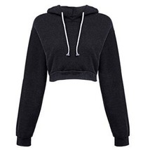 Hoodies solid crop hoodie long sleeve jumper hooded pullover coat casual sweatshirt top thumb200