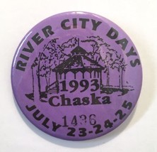 Chaska Minnesota River City Days 1993 Button Pin 2.25&quot; Lavender Purple  ... - £11.07 GBP